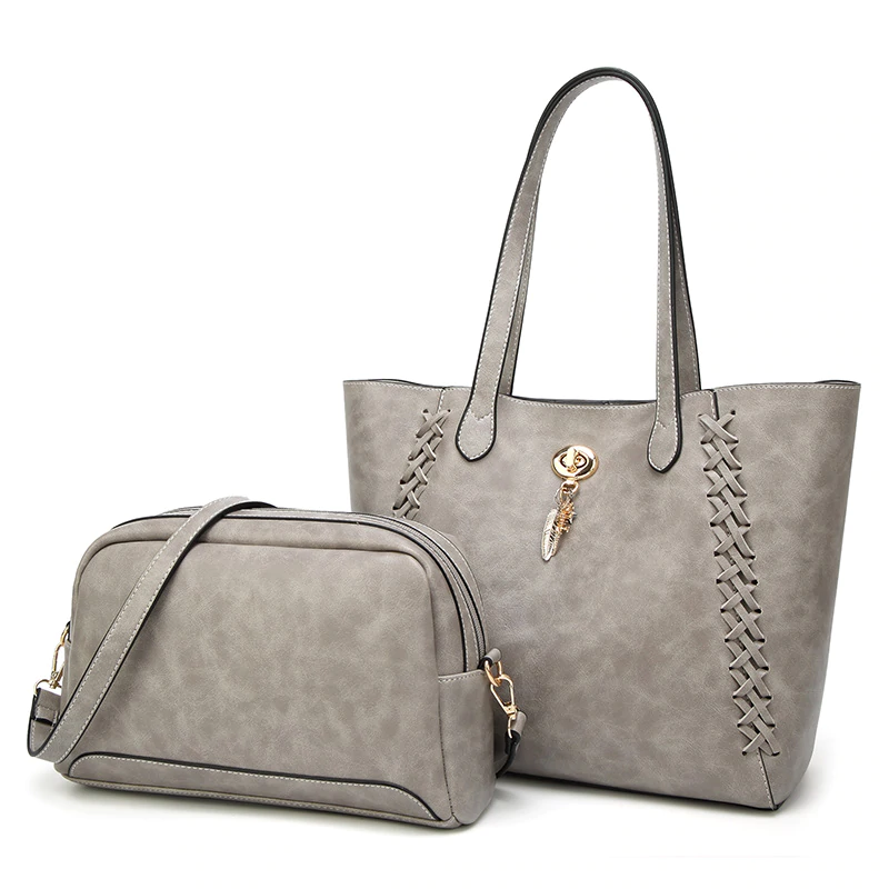 Luxury Metal Pendant Weave Tote Bag and Cross Body Bag