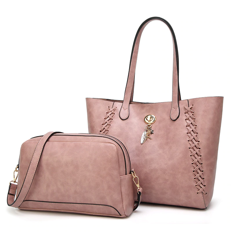 Luxury Metal Pendant Weave Tote Bag and Cross Body Bag