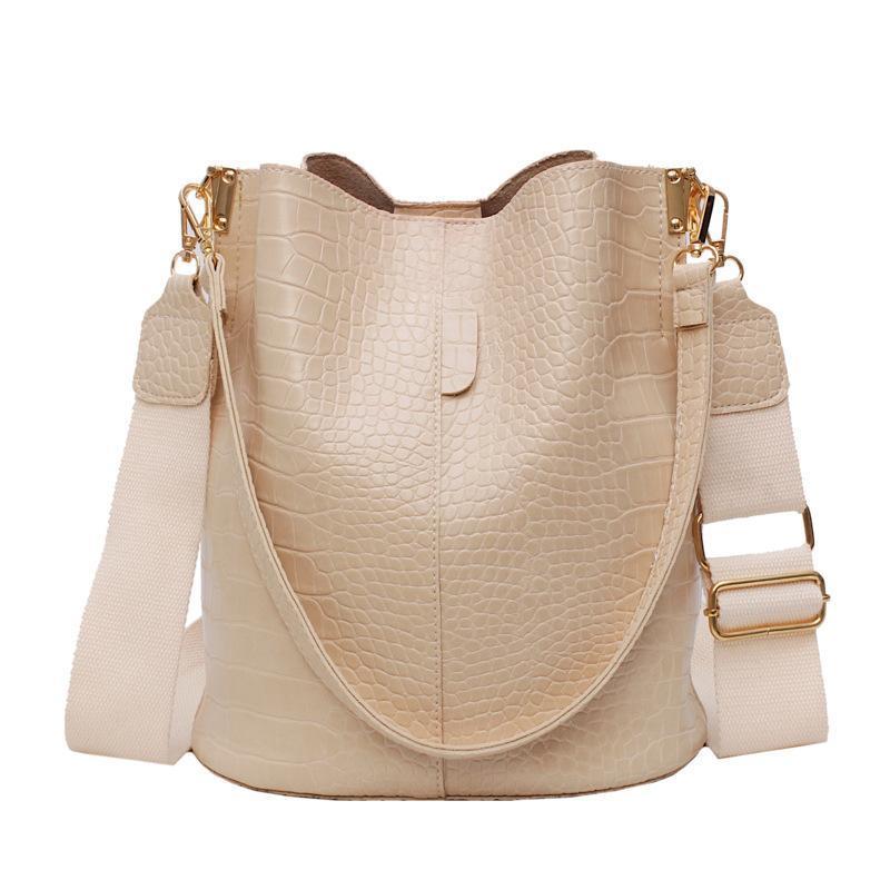 Retro Designer Crocodile-effect Bucket Shoulder Bag